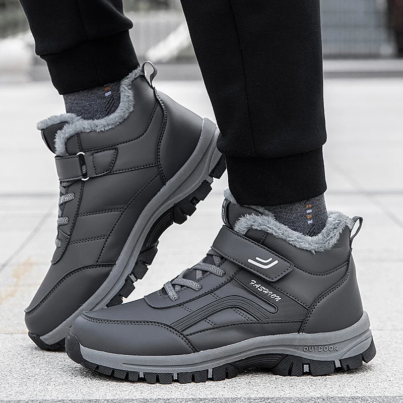 Super Warm Men boots Winter Snow Boots Waterproof Leather Sneakers Women Boots Outdoor Hiking ankle Work Shoes