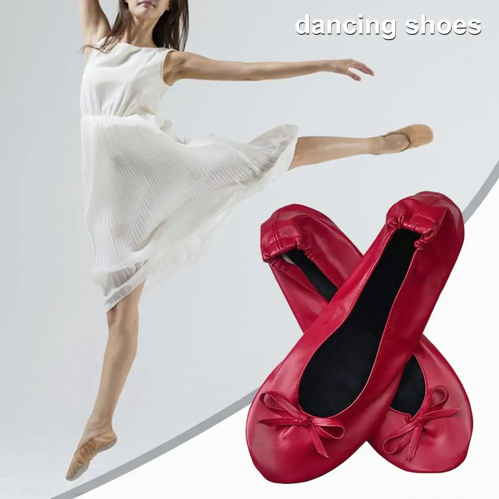 

Girls Ballet Shoes Foldable Ballet Shoes with Storage Bag Super Soft Wear Resistant Breathable Yoga Dance Slippers for Easy