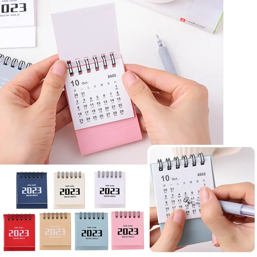 Calendar 2022 2023 Solid Color Mini Desk Calendar Desktop Standing