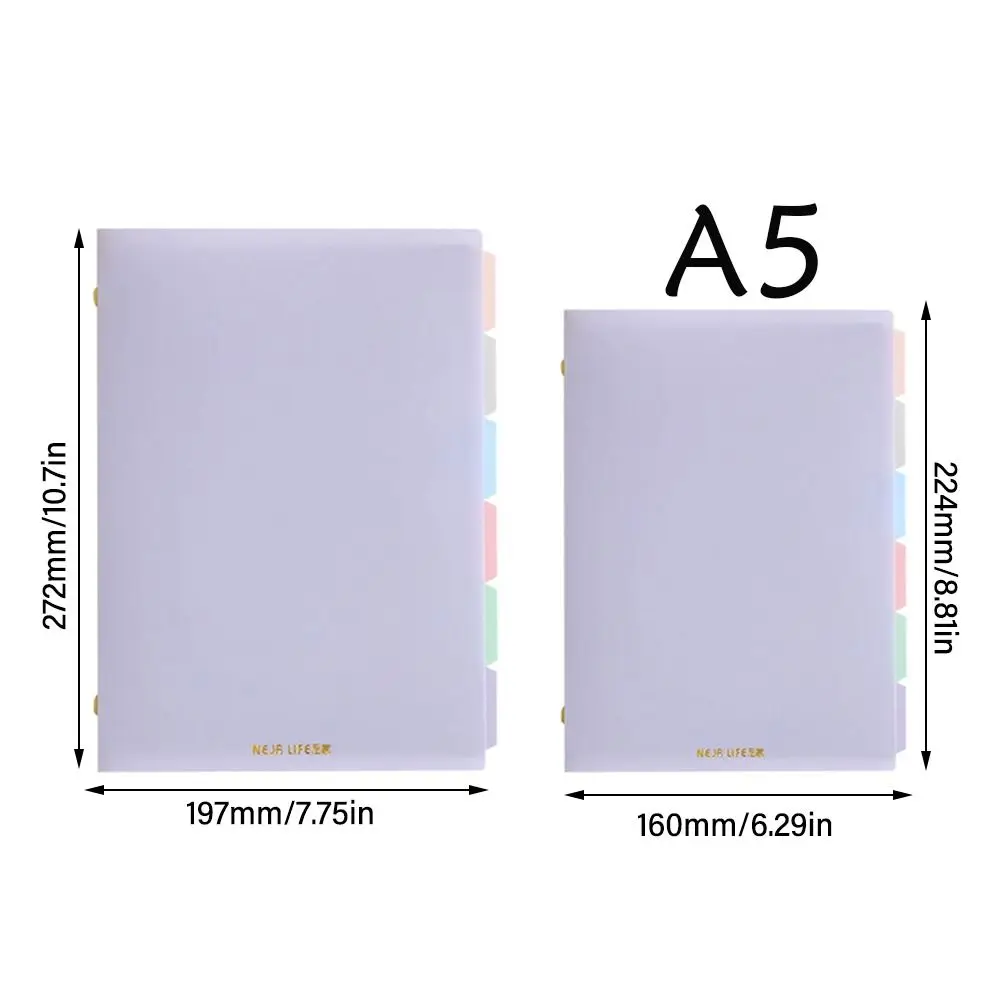 Soft A5 Binder Notebook Refillable with Pastel Index Divider A5 Notepad Removable Pastel Color Filling Paper Calendar