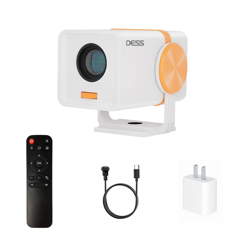 מקרן חיצוני DESS עם מערכת הפעלה אנדרואיד 13, תמיכה ב-4K, 1280*720P, וויפי כפול 180 ° מקרן מיני נייד לקולנוע בלוטות' 5.0 גמיש