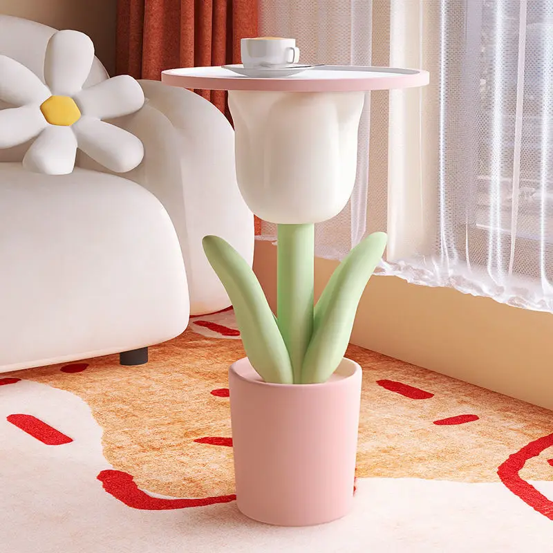 Mesa auxiliar de almacenamiento con forma de tulipán, estilo nórdico, sala de estar, sofá, mesa de centro pequeña, dormitorio, mesita de noche, mesa de esquina, decoración del hogar