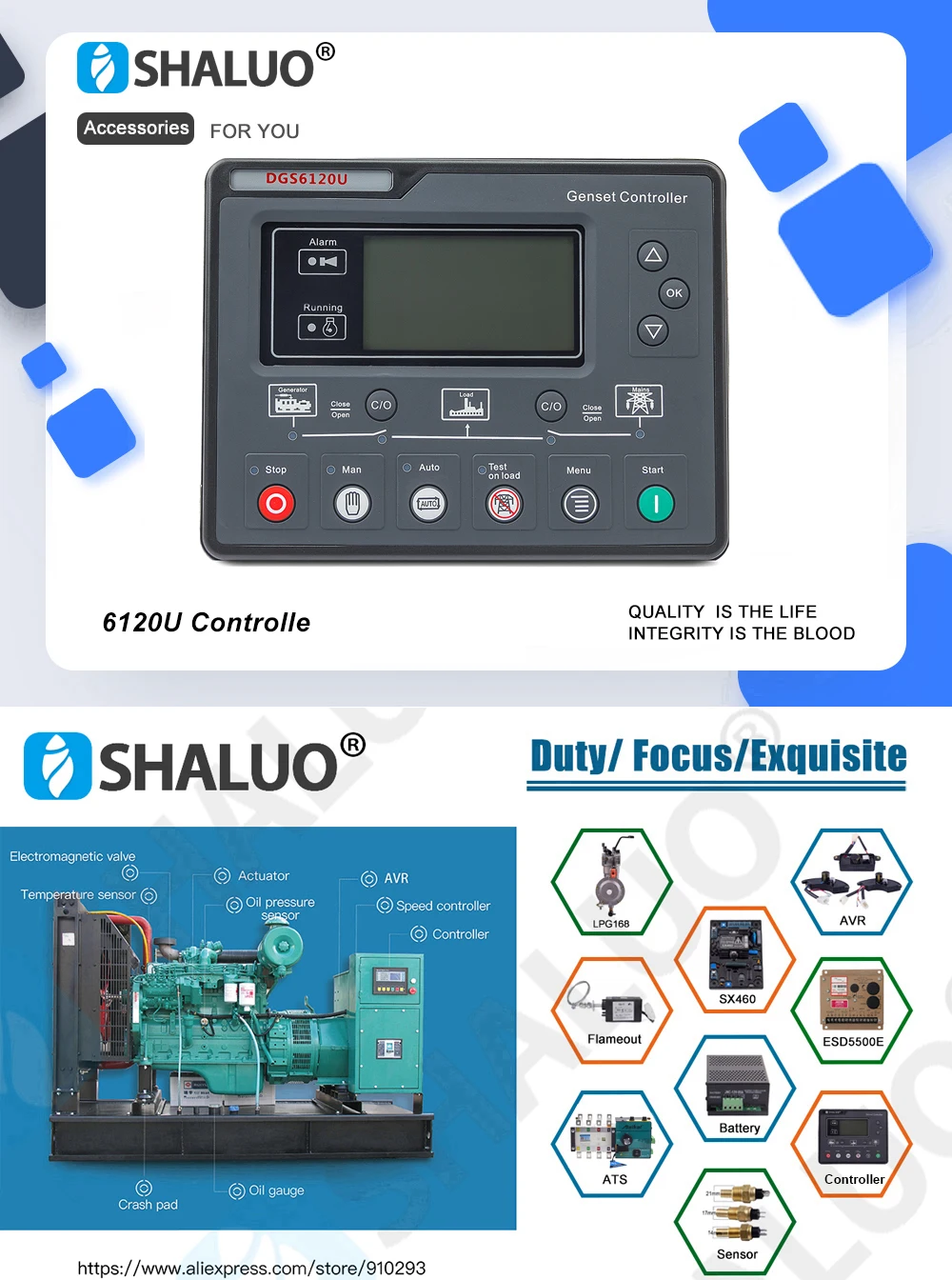 Description Picture 2 of itemNew 6110U 6120U Diesel Generator Controller AMF Auto Start Stop Control Module Panel Generator Parts Replace Smartgen HGM6120N