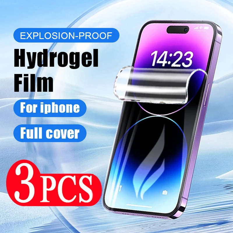 

3pcs 9D for iPhone 15 Hydrogel film for iPhone 14 plus 13 12 mini 11 Pro XS Max X XR protective film Not Glass screen protector