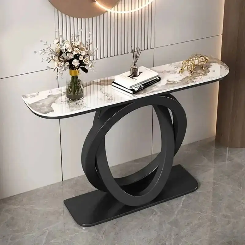 Consolle per computer tablet di lusso, tavolo da ingresso italiano semicircolare in ferro, estremità del corridoio creativo per mobili per la casa - Image 3