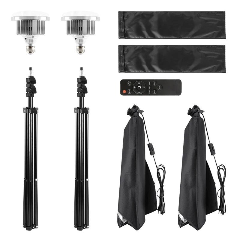 2개 사진 소프트박스 조명 키트, 3가지 색상 조절 가능 85w LED 전구(리모컨 및 2m 스탠드 포함), 촬영용 스튜디오 소프트박스