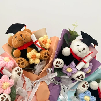 Mini Bear Flower Bouquet Artificial Flowers for Graduation 4