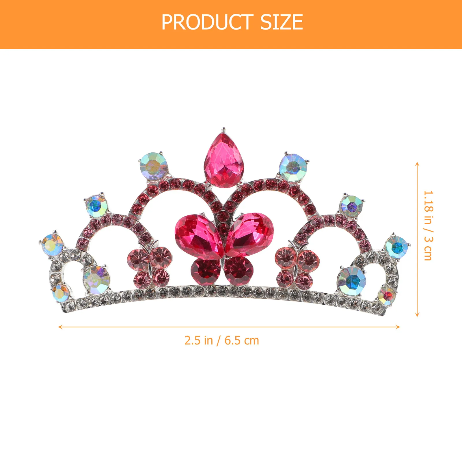 어린 소녀들을 위한 라인스톤 티아라 빗, 작은 왕관 모양 헤어 액세서리 (생일 파티, 공연, 사진 촬영, 의상 장)