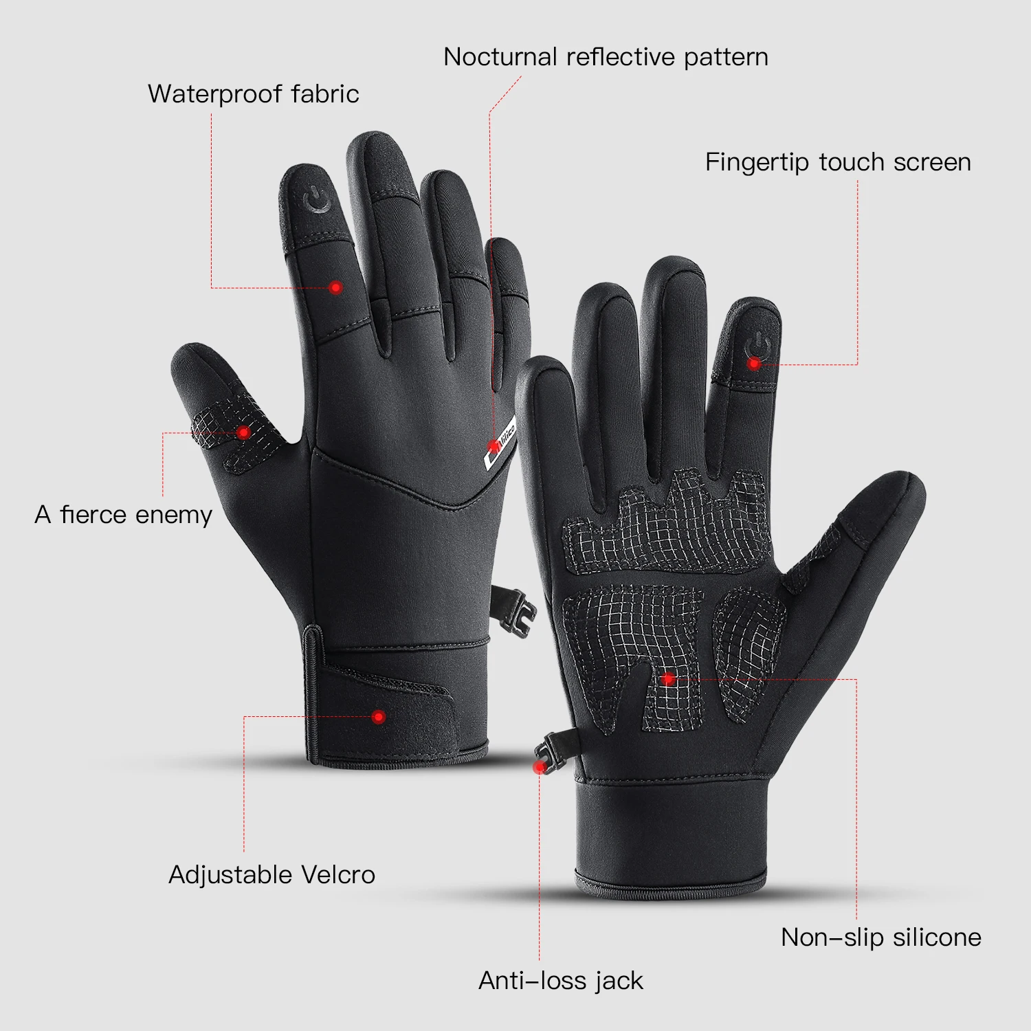 Waterproof Cycling Gloves Winter Motorcycle Gloves Touch Screen Bicycle Gloves Outdoor Riding Scooter Windproof Warm Ski Gloves
