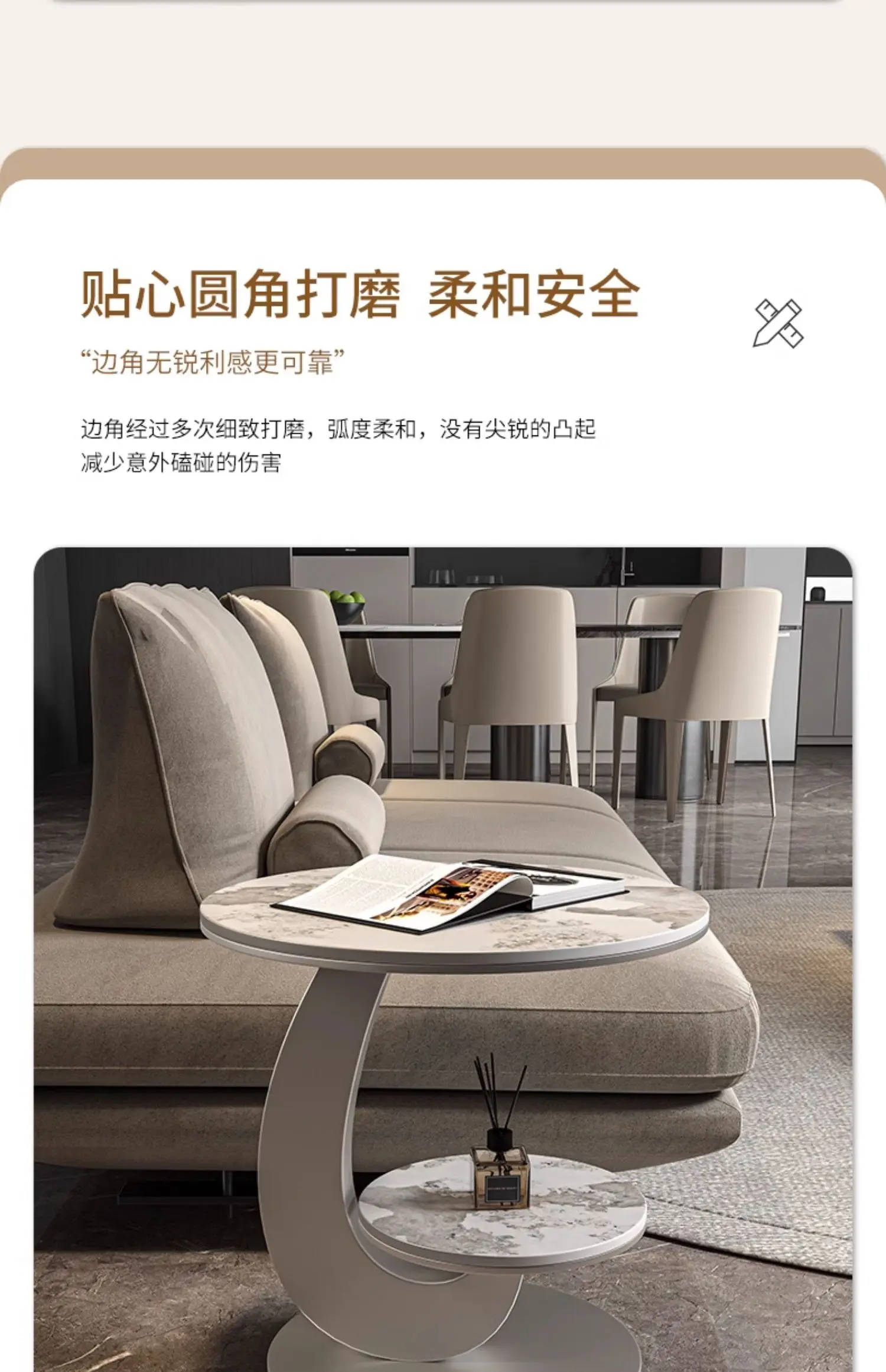 BJ BJ Light Luxury Living Room Sofa Side Table Balcony Small Round Table Advanced Sense Creative Home Small Coffee Table Advanc