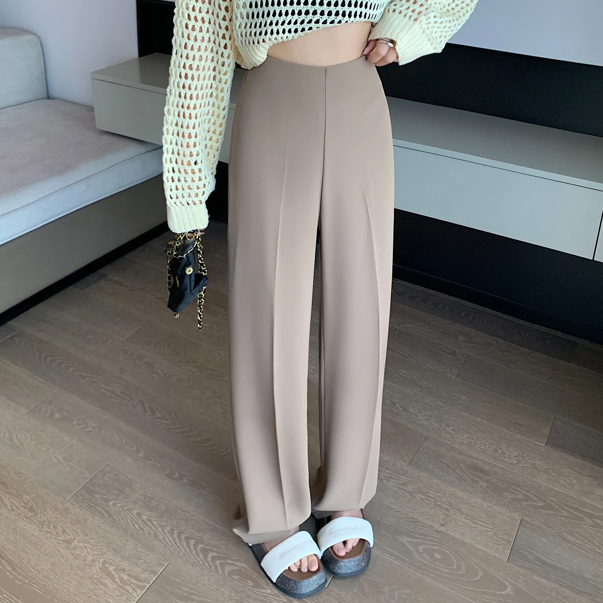 HappyLisa Summer Ladies Women Long Suit Pants Wide Leg High Waist Floor-Length Loose Pant Female Casual Chic Trousers P17 6