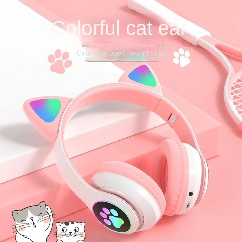 

New B39 Bluetooth 5.0 Wireless Headphones Cute Cat Ears HIFI Stereo Foldable Earphone for Gamers With Mic For Women Gifts