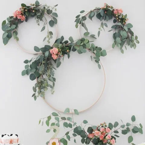 

Wedding Decoration Tropical Artificial Plants Green Eucalyptus Garland Palm Leaves lvy wreath wall hanging decor Vertical garden