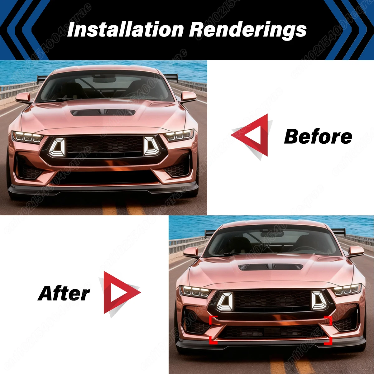 포드 머스탱 S650 GT 2024 2025 RTR 스타일 프론트 센터 로워 그릴 범퍼 그릴 바디 장식 개조 키트