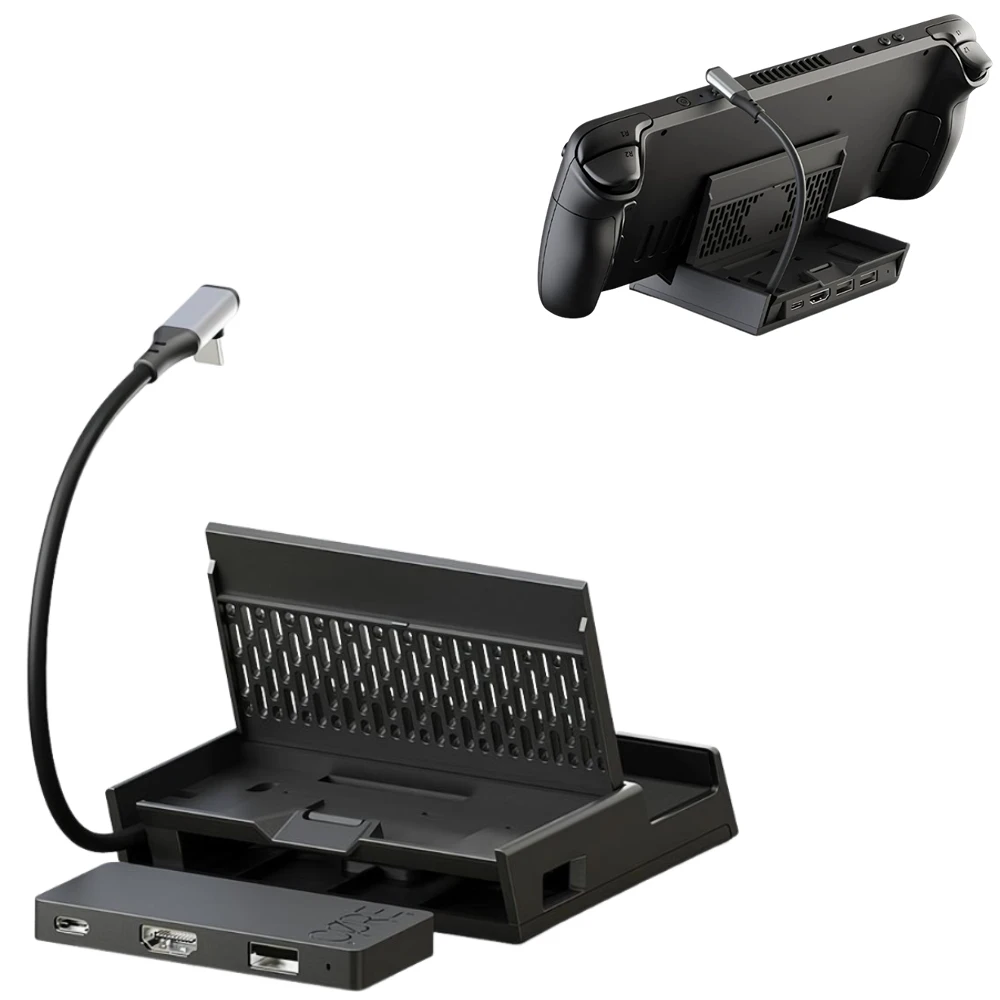 XBOX X Ally/Skull & Co.용 분리형 USB C 허브 확장 어댑터가 포함된 휴대용 콘솔 도킹 스테이션 스탠드 스팀 덱/ROG