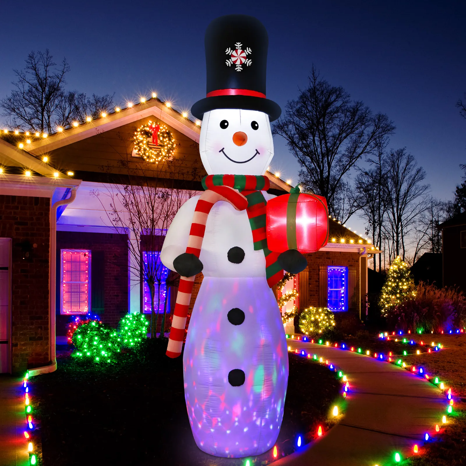 

OurWarm 10Ft Inflatable christmas Outdoor Decorations Snowman Inflatable Built-in Rotating LED for Xmas Yard Decorations