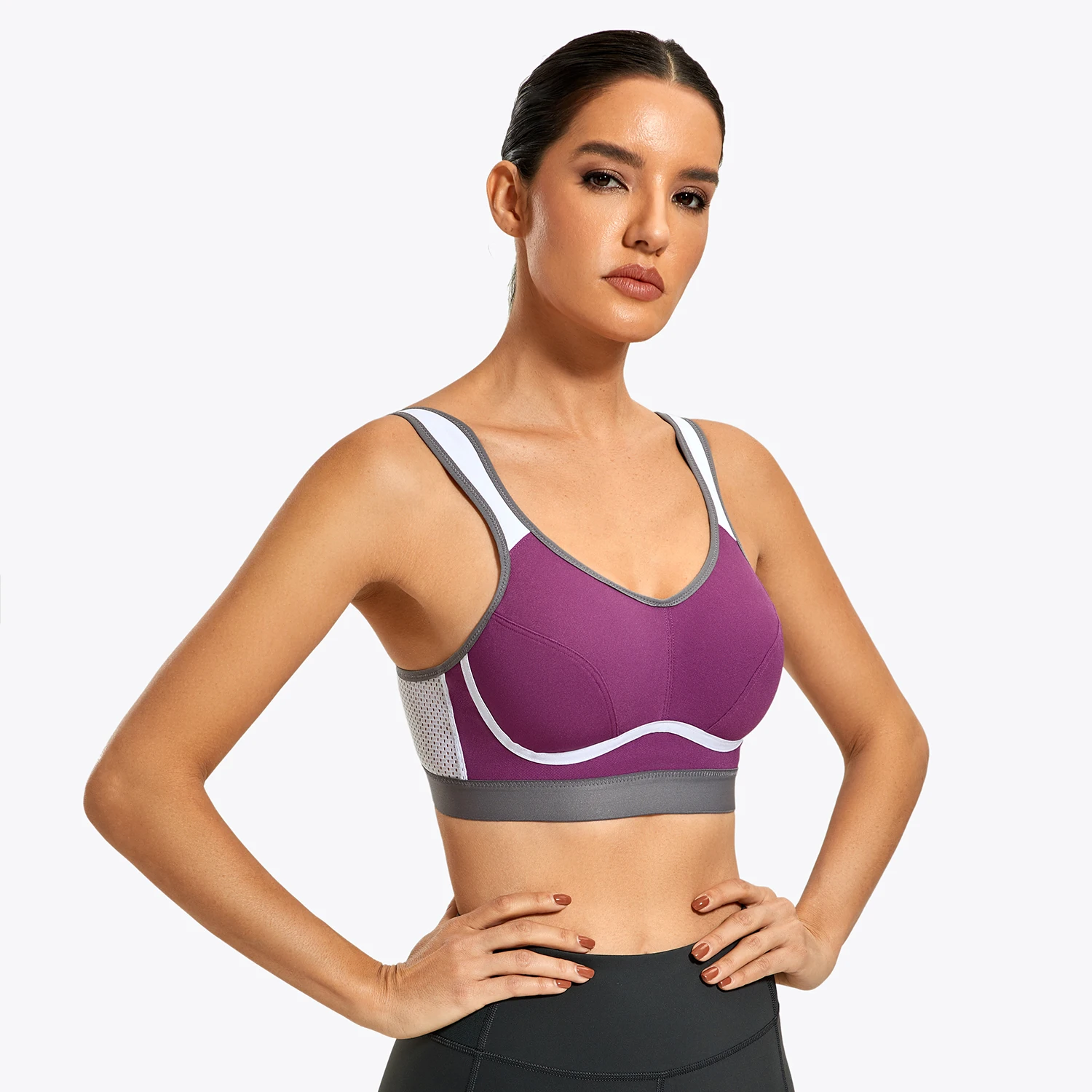 High Level Women's Maximum Control Wirefree Non-Padded Active Sport Bra B-DD E F 34-40 42 44