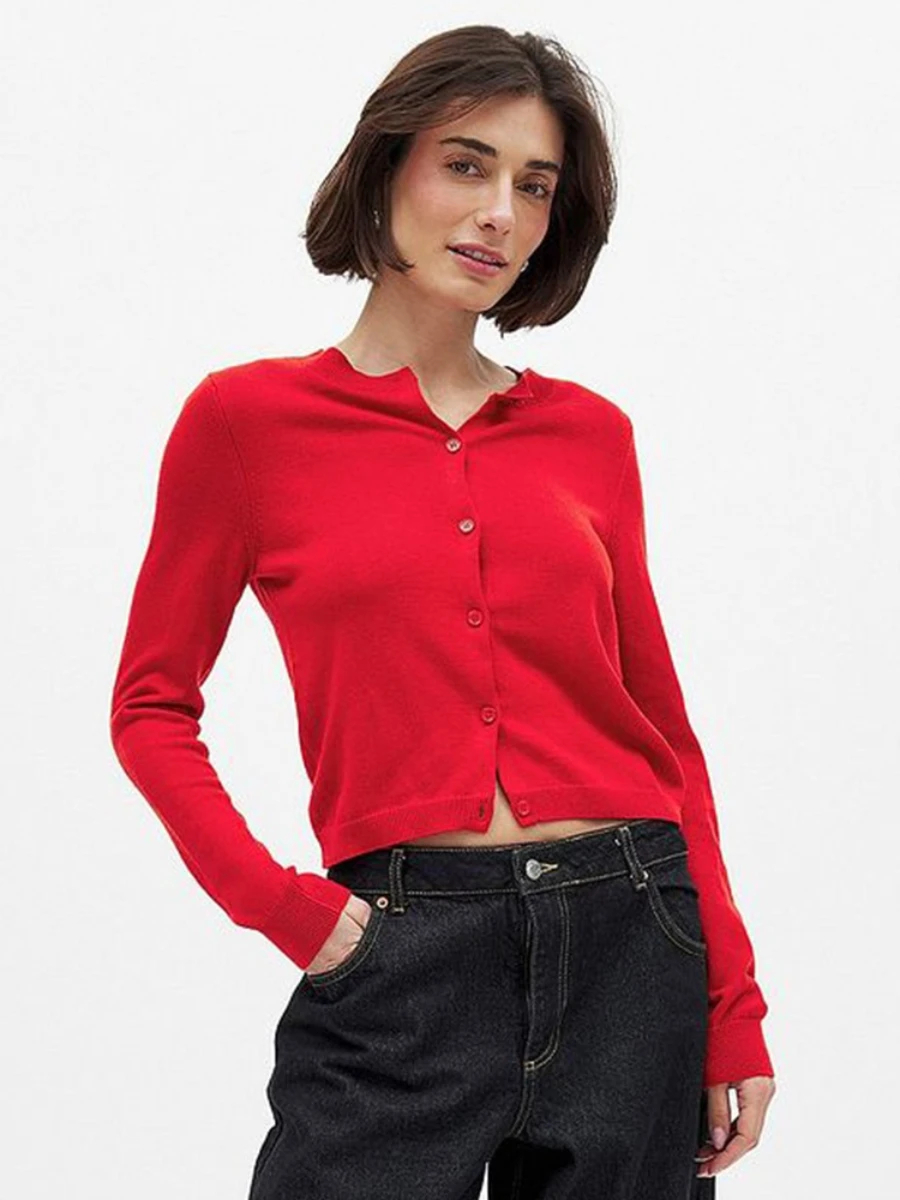 Bornladies Women's Solid Color Knit Cardigan New Autumn Round Neck Thin Sweater Knit Base Layer Top Jumpers