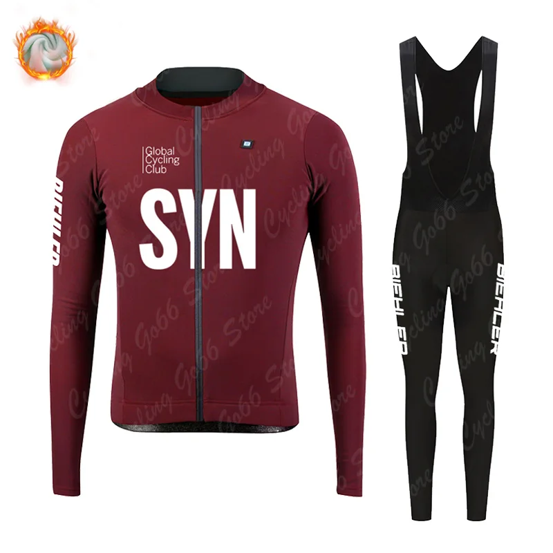 

SYN 2023 BIEHLER Winter Thermal Fleece Cycling Jersey Set SYN Long Sleeve Cycling Clothing Road MTB Bike Shirts Ropa Ciclismo