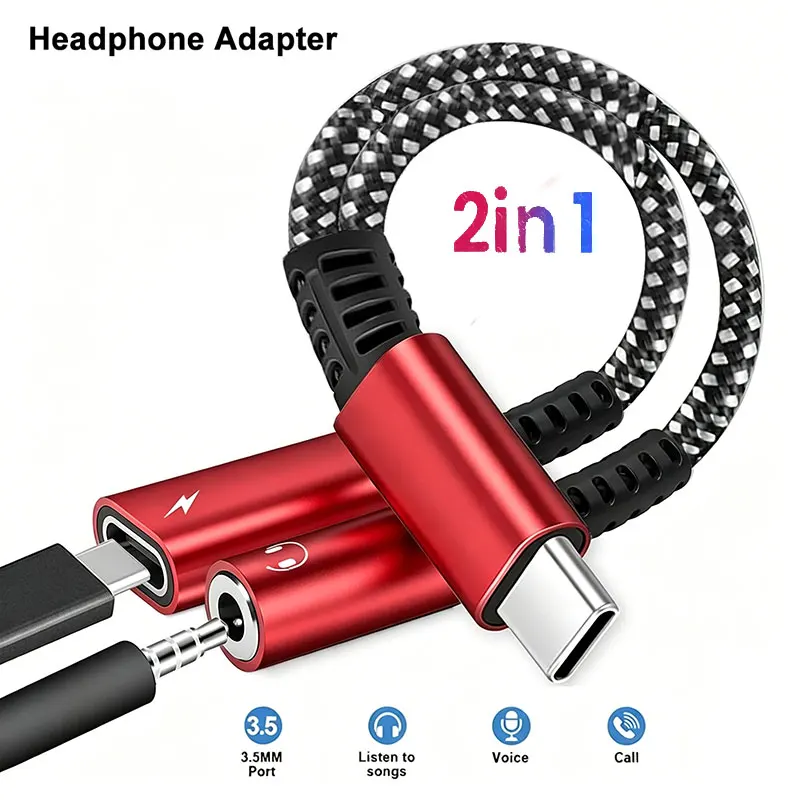 USB-C 타입 C - 3.5mm 헤드폰 및 충전 어댑터 2-in-1 USB C - AU..