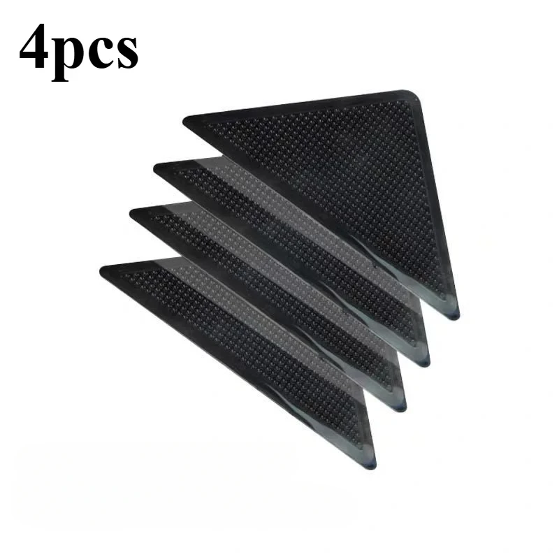 4/8 Triangular Anti-Slip Floor/Carpet Corner Pads, Washable, Reusable, Adhesive for Bathroom Small Carpets
