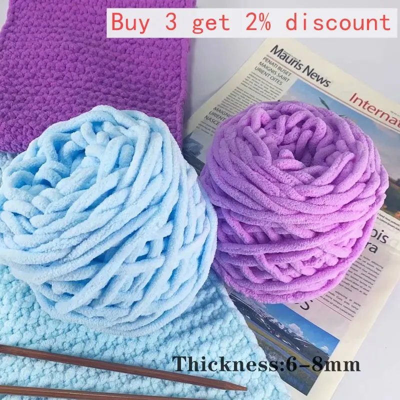 Chunky Yarn, 1Pcs Polyester Blanket Yarn for Crocheting Hats (Mixed Blue  Purple)