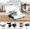Meat Slicer Machine for Home Use, 200W Deli Food Slicer,Meat Cutter Machine,Aluminum,Dishwasher Safe, Removable Blade & 2