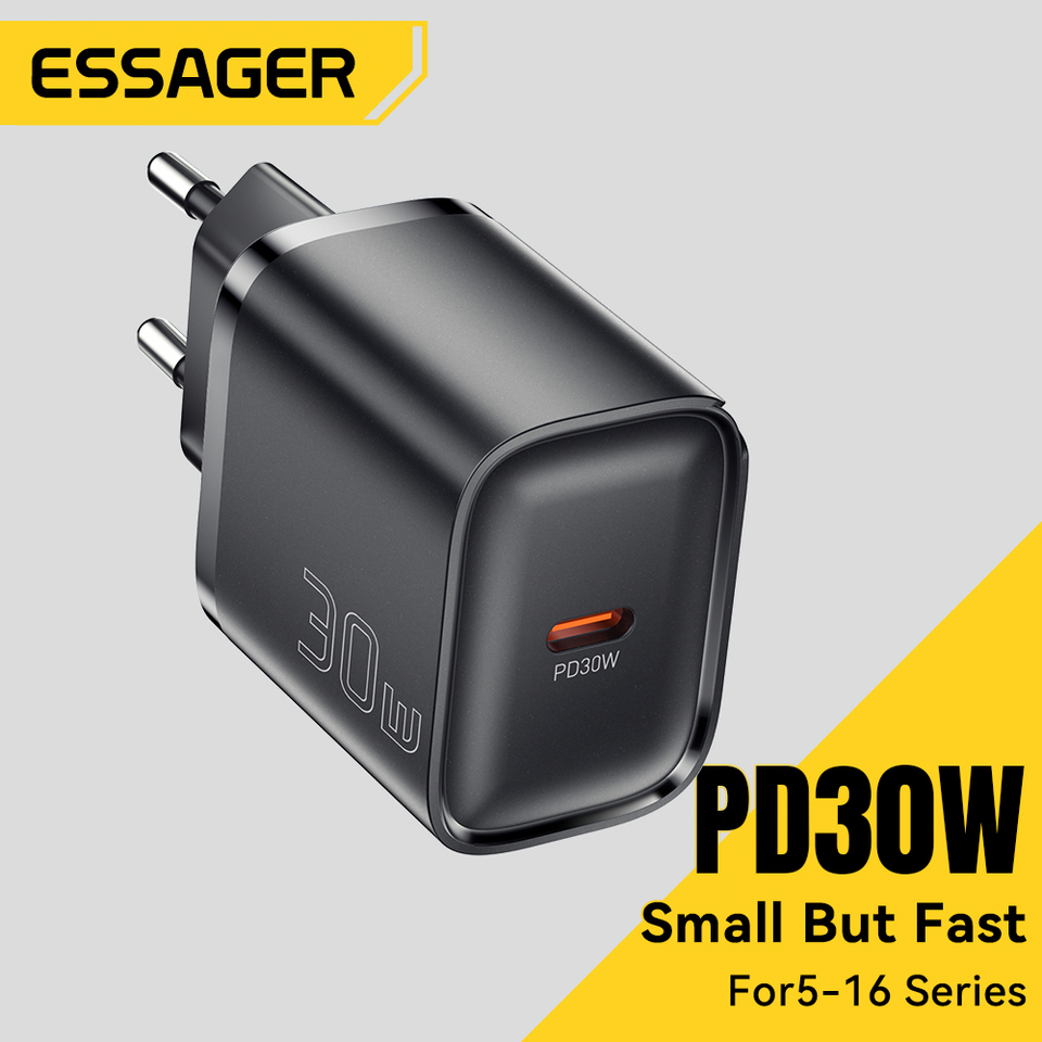 Essager Mini 30W Type C Charger PD QC3.0 Fast Type C Charger For iPhone 16 15 14 13 Pro Samsung S25 Xiaomi iPad Travel Adapter