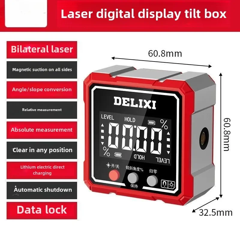 Inclinometer Digital Laser Measure Angle Meter Protractor Sensor Magnetic Inclinometer Bilateral laser angle/slope conversion digital inclinometer