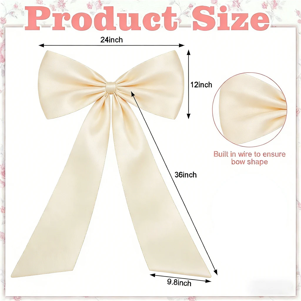 1pc Custom Bow Wedding Car Decoration Bridal Shower Decoration Personalized Car Bow Heart Shaped Garland Custom Bows And Ribbons 6