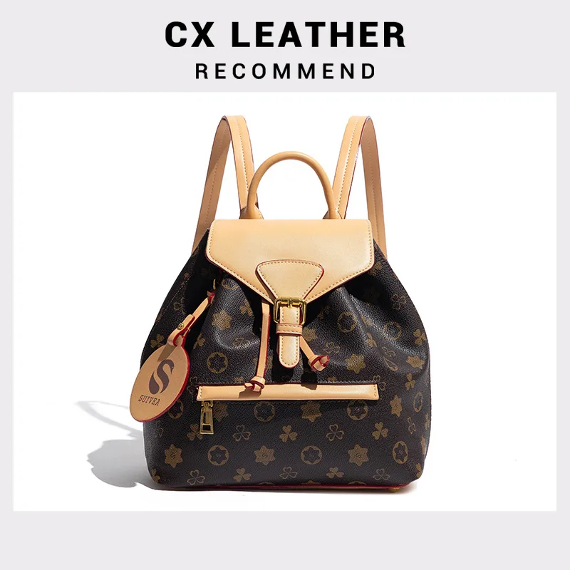 

Retro Backpack Female 2023 Autumn and Winter New Fashion Printed Female Bag Large Capacity All-match Color Backpack for Girls