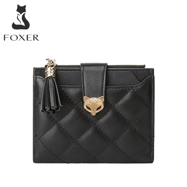 FOXER Card Holder Split Leather Women Wallet Designer Coin Purse Lady  Zipper Wallet High Quality Cute Short Wallets With Pendant - AliExpress