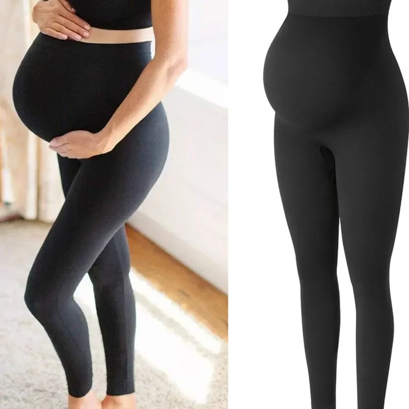 High waist Pregnancy Leggings Skinny Maternity clothes for pregnant women Belly Support Knitted Leggins Body yoga Pants