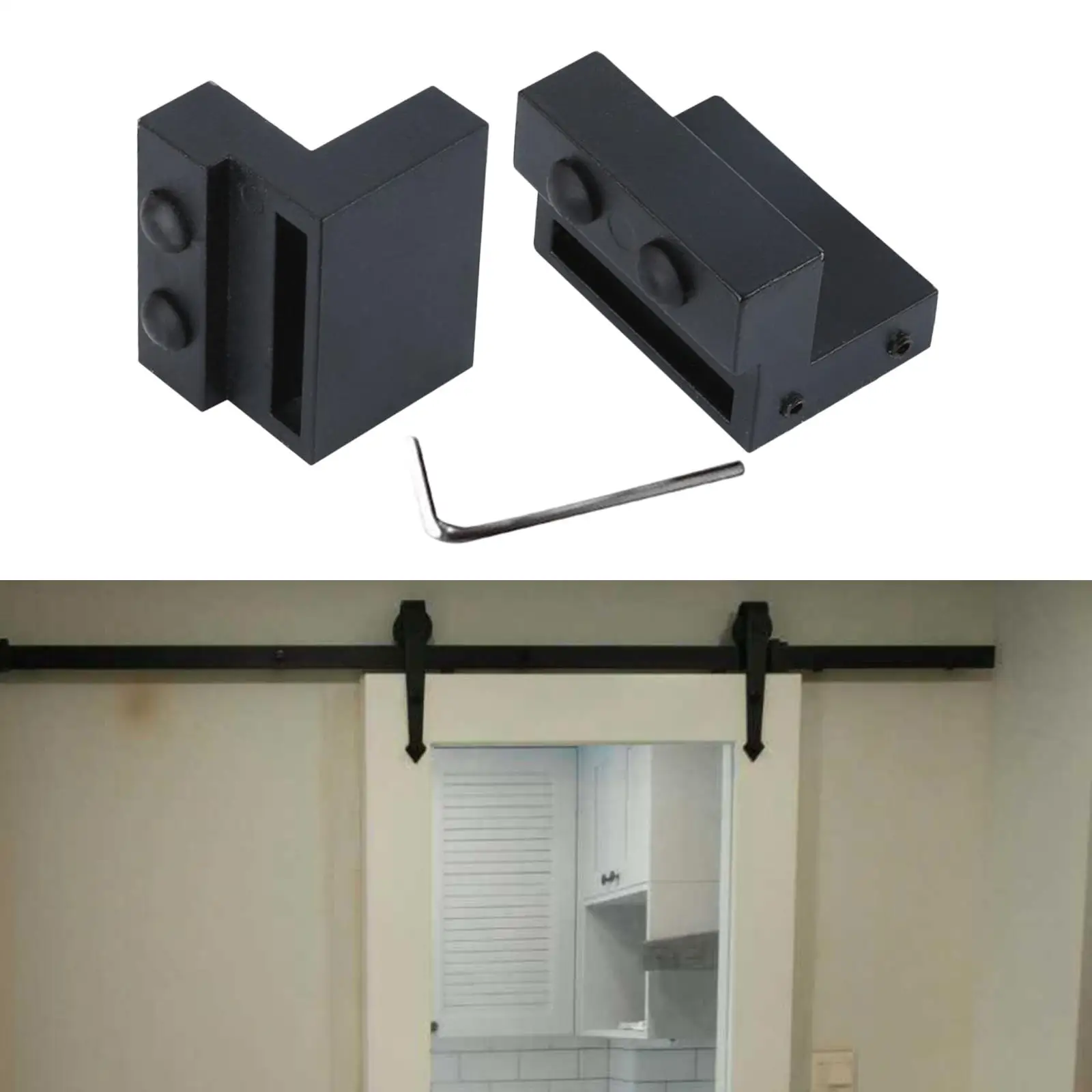 2pcs Black Zinc Alloy Sliding Barn Door Stopper Home Sliding Barn, Rustproof and Durable