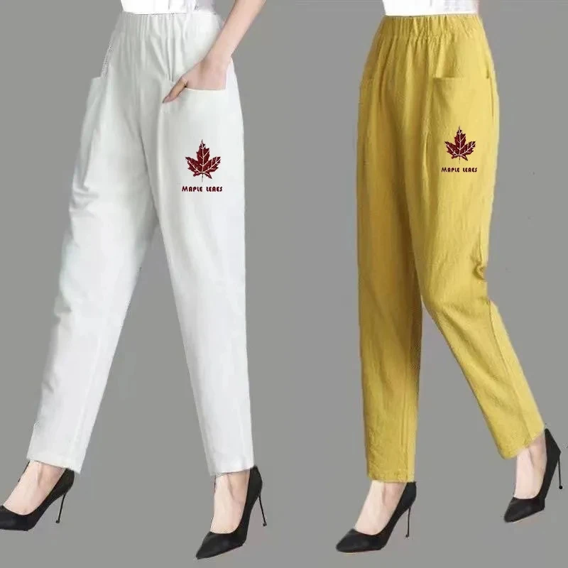 

Cotton And Hemp Mother Pants Loose Spring And Summer Haren Pants Women's Korean Casual Pants Thin Female lantern Trousers 4XL