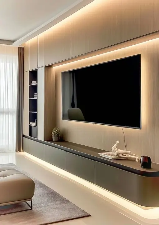 Prima TV Cabinet Electric Hidden Lift High With Wine Cabinet Fireplace 75 Inch Tv