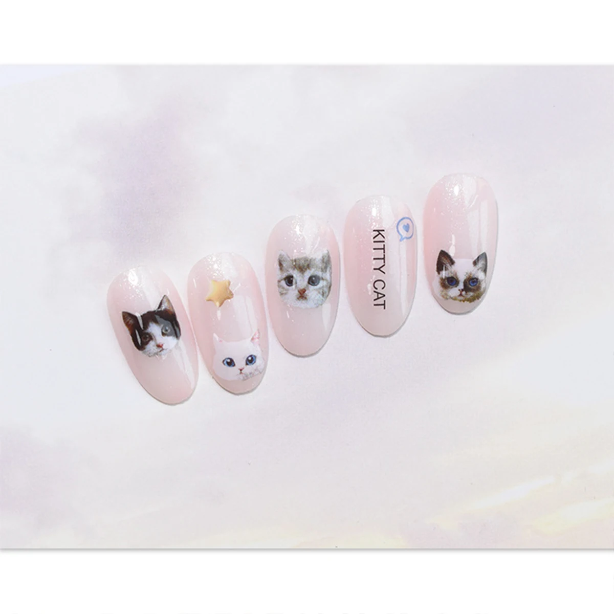 10Pcs New Cute Pet Nail Decoration Decal Bunny Puppy Cat 3D Autoadesivo Per Unghie Sticker Sliders