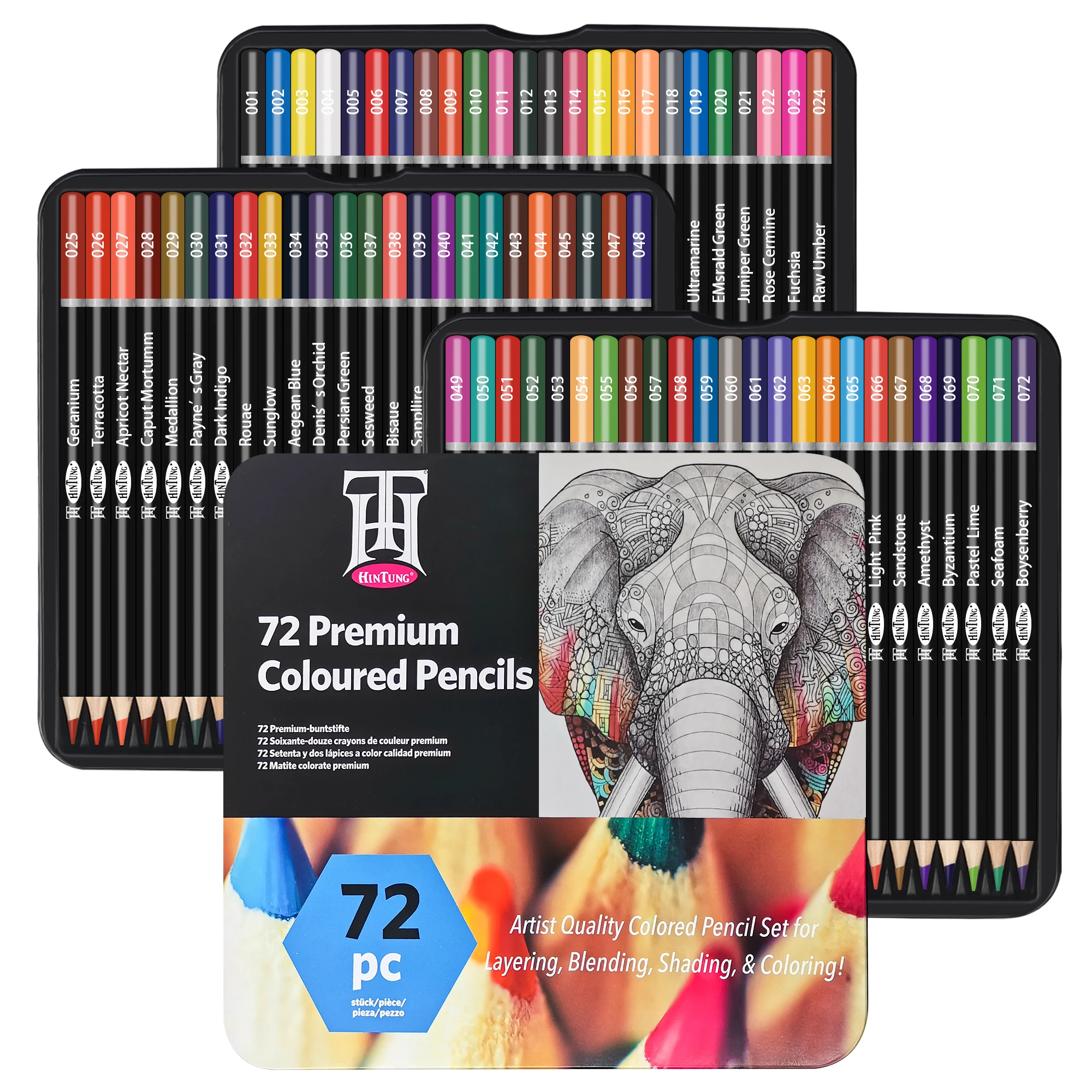 

Premium 72 Colored Pencils Art Supplies Colouring Pencils Set of 72 Colors Iron Gift Box for Adult Artists Coloring & Drawing