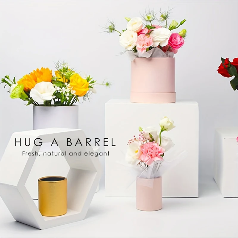 Portable Round Flower Box Gift Packaging Boxes Basket Wedding Party Valentine's Day Gift Rose Flower Storage Decoration 1PC gift boxes