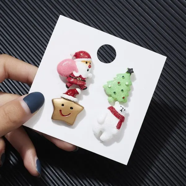 Rinhoo 3 teile/satz Weihnachten Santa Claus Deer Schneemann Brosche Für Frauen Weihnachten Hut Handschuhe Baum Stern Acryl Emaille Abzeichen Party Schmuck – Detail 18
