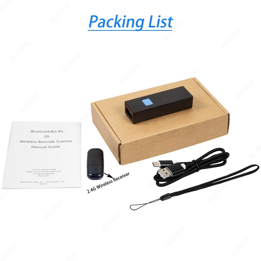 1D 2D Wireless Bluetooth Barcode Scanner Mini Pocket Bar Reader Portable BT Reader QR Code PDF417 Scanner for PC iPad iPhone