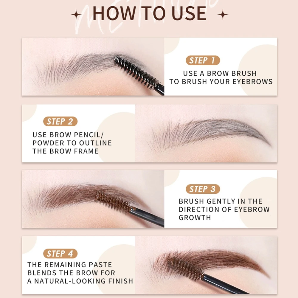 O‘CHEAL Waterproof Eyebrow Gel 4 Color Tint Liquid Cosmetic Enhancers Brow Cream Long-lasting 3D Mascara Cream Makeup With Brush 6