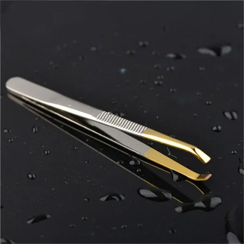 Tweezers Facial Hair Slant Tip Eyebrow 1PCS Eyebrow Removal Clip Stainless Steel Flat Eyelash Makeup Tweezer Beauty Tools