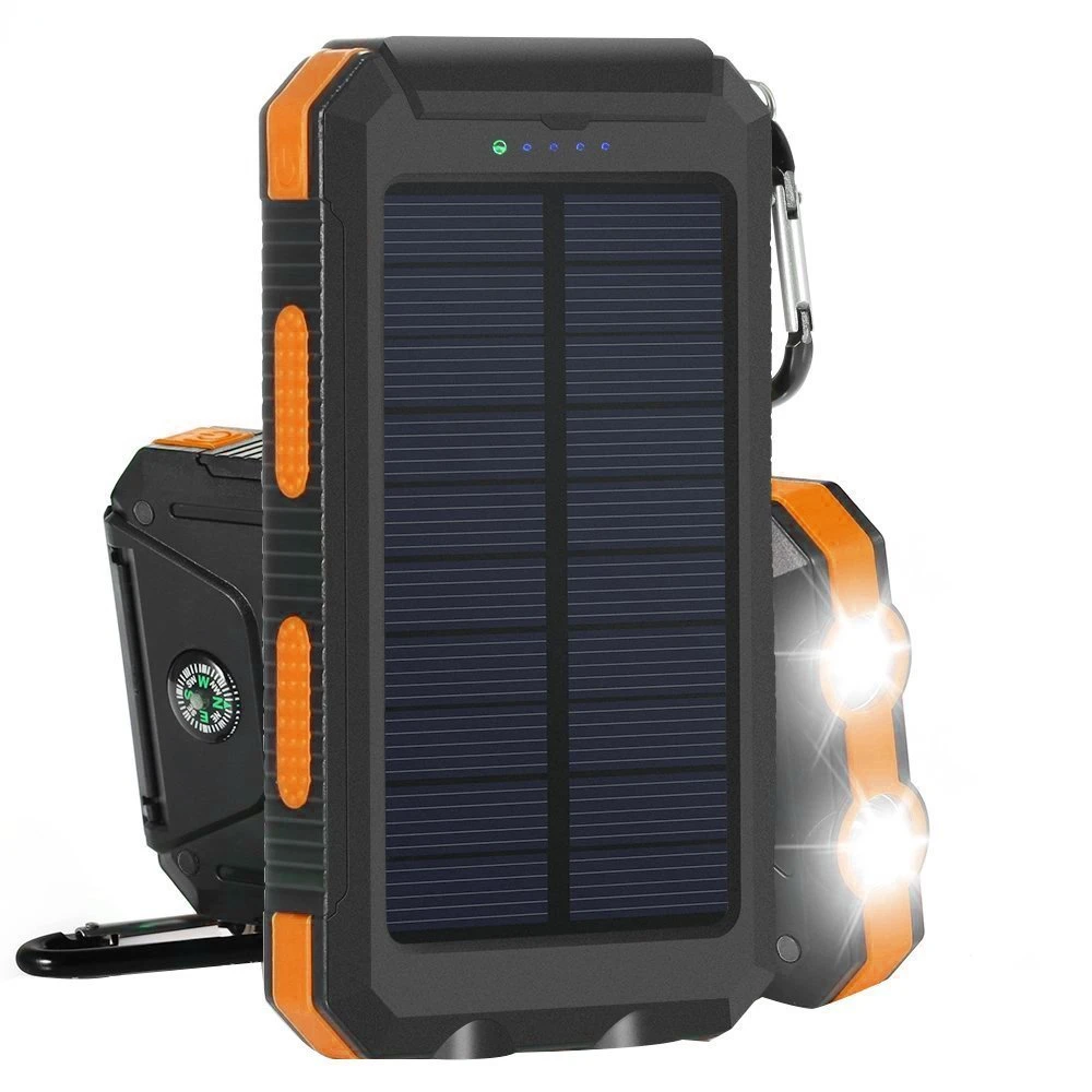 Banca Di Energia Solare Portatile 20000Mah Batteria Esterna Ricarica Poverbank Caricabatteria Esterno Luce A Led Per Tutti Gli Smartphone