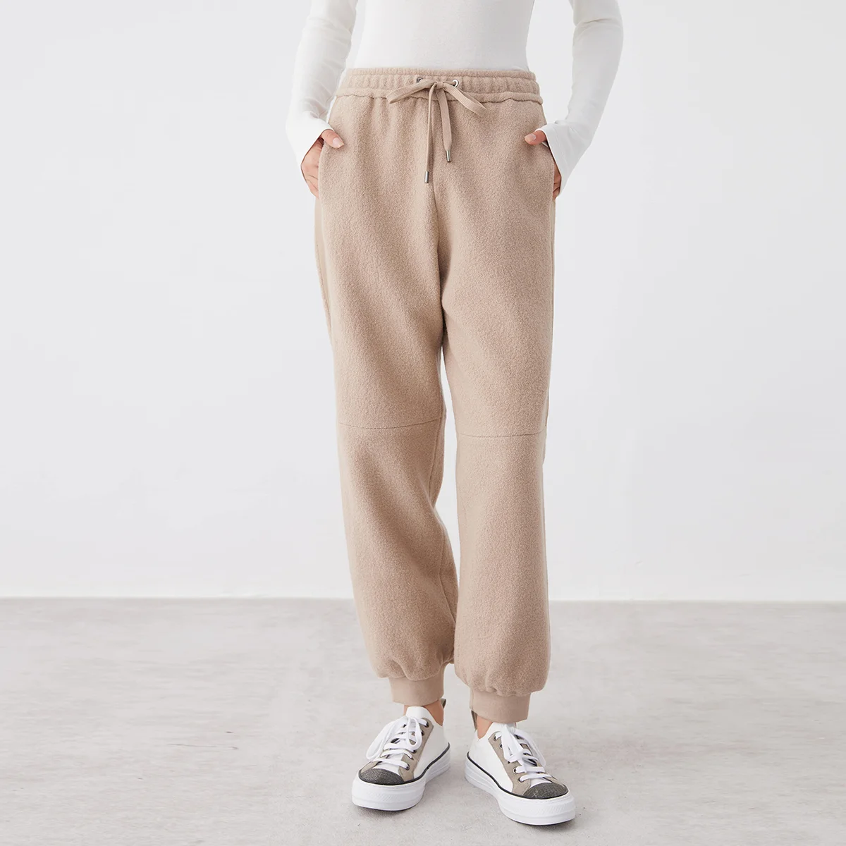 K2639W Hochwertige Damenbekleidung Luxusmarke Lässige Hosen Herbst und Winter Dicke 100% Wollhosen