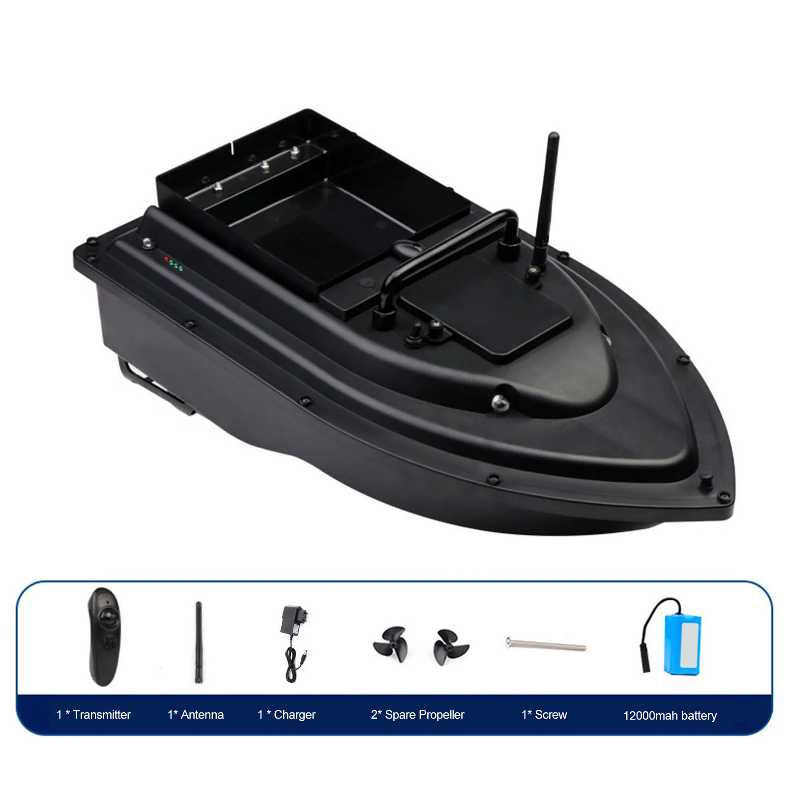 RC Fishing Bait Boat RC Boat Fish Finder 0.75kg Loading 500M Remote Control Double Motor Night