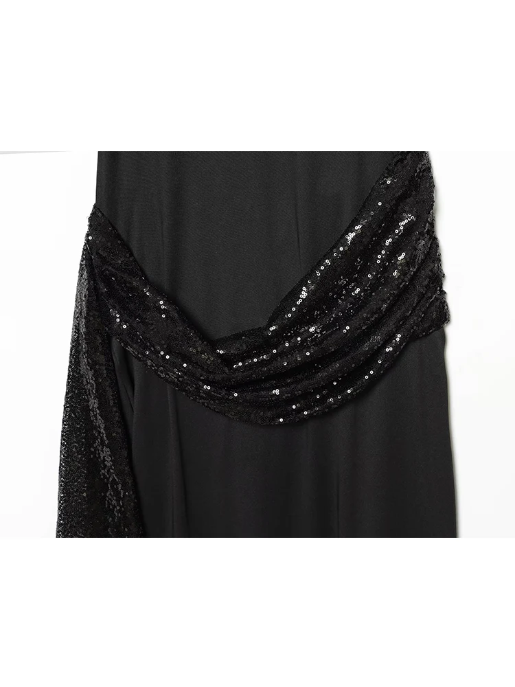 Sexy Women Sequin Backless Dress Chic Short Sleeve Solid Slim Fit Waist Cinching Maxi Dresses Female Evening Party Gowns