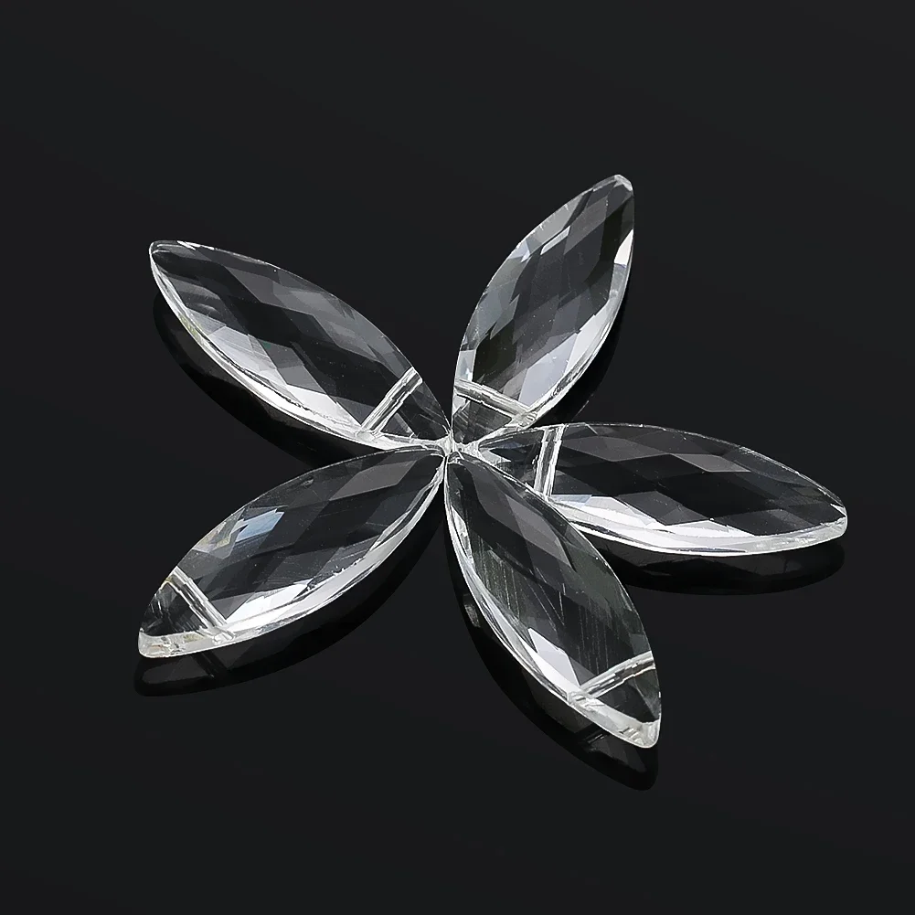 30MM Geometry Oval Eyes Leaf Rugby Crystal Pendant 5PC Faceted Prism Glass Chandelier Garland Curtain Beads Jewelry Making