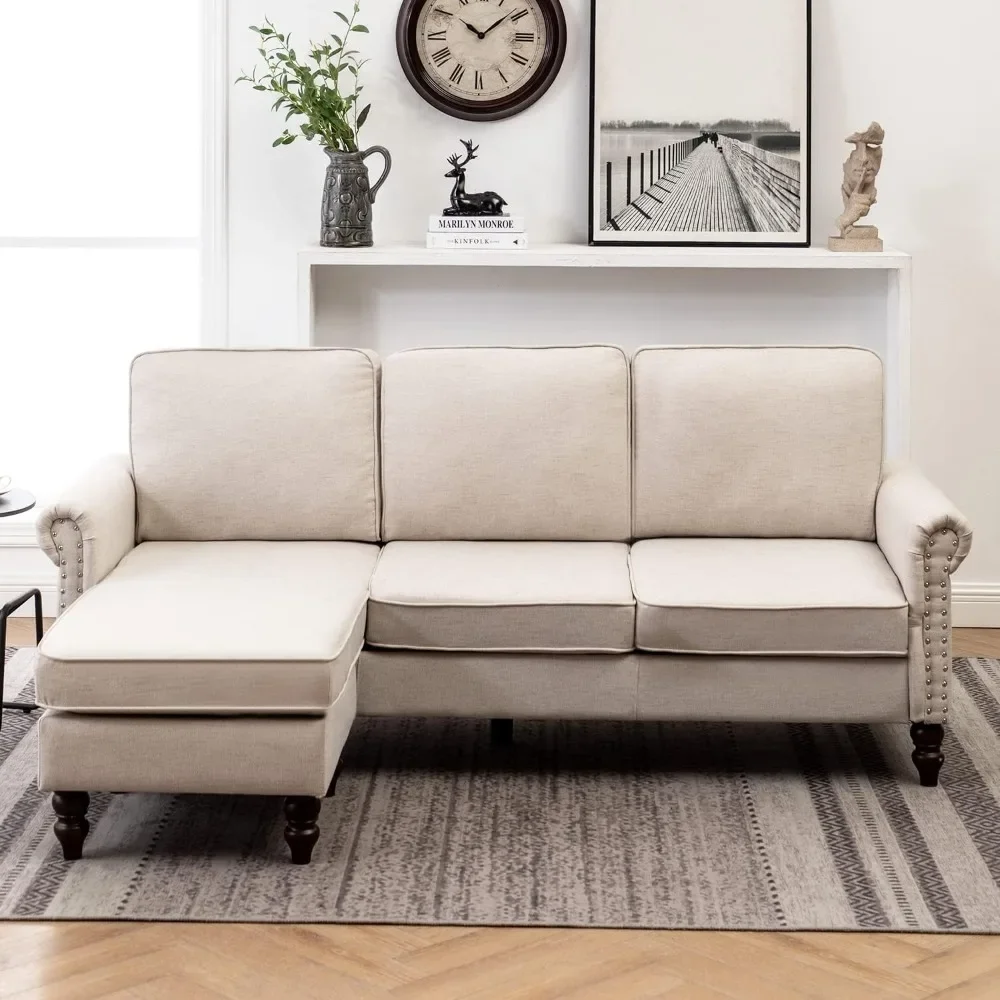 

L-Shaped Sofa, with Convertible Modular Sectional Sofa, Three Seat sofa