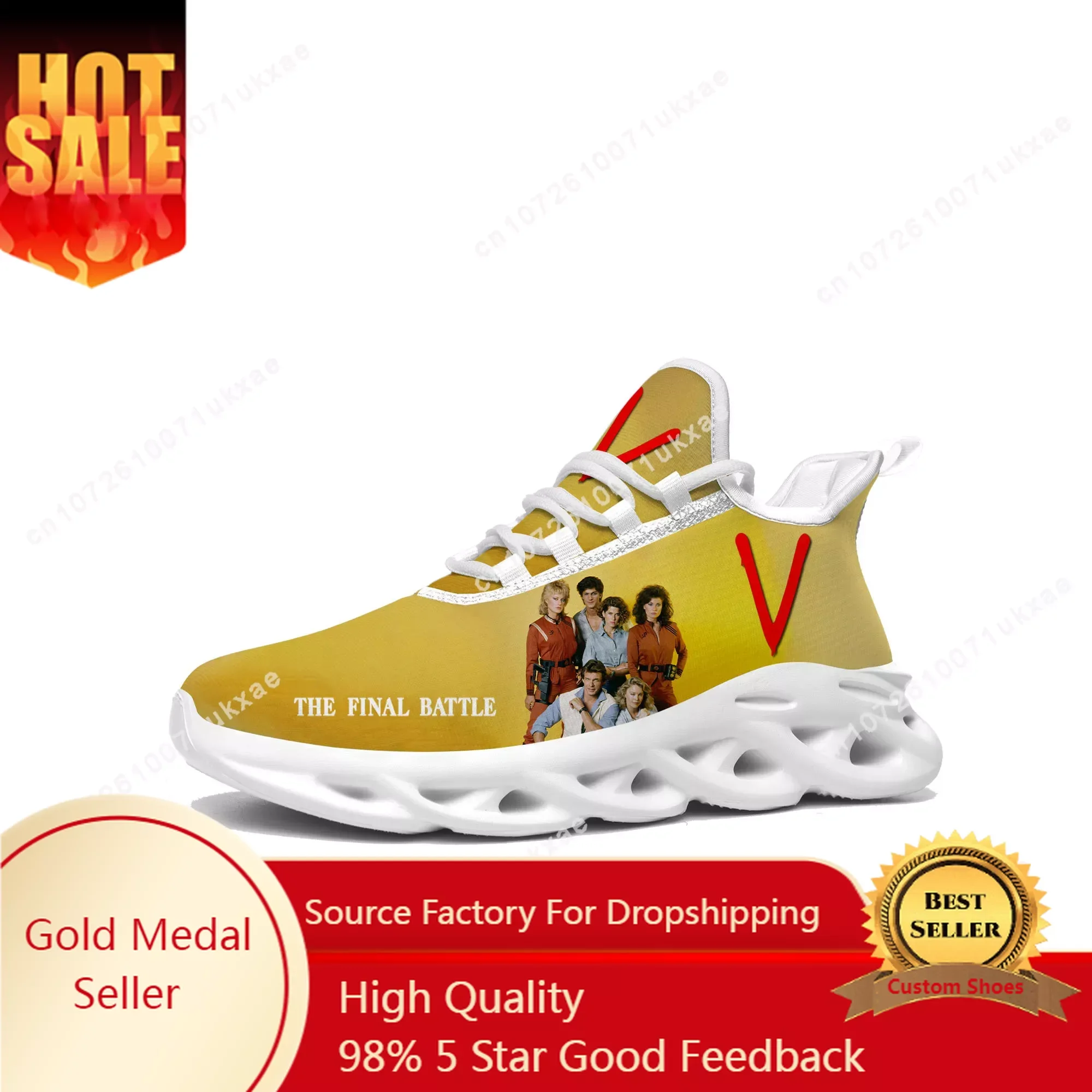 

V 1984 TV series Flats Sneakers Mens Womens Sports Shoes High Quality Jane Badler Sneaker Lace Up Mesh Footwear custom made Shoe